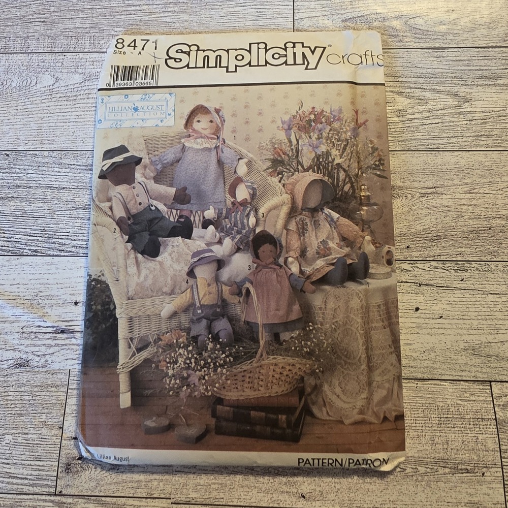 Simplicity 8471 Vintage 80's  Dolls & Clothes Pattern  UnCut  22-1/2" & 14-1/2"